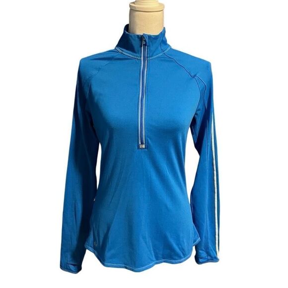 Athleta Half Zip Reflective Running Wild Pullover Top Cobalt Blue Size Medium - Picture 1 of 8